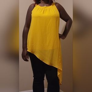 Ashley Stewart Asymmetrical Top Yellow Size 14/16W